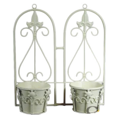 Podwójny Kwietnik Metaloplastyka w Stylu Prowansalskim, Kremowy