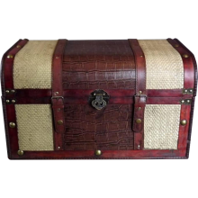 Duży drewniany kufer brązowo-kremowy
