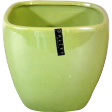 Wazon/osłonka ceramiczna w kolorze oliwkowym 16.5x16.5x15 cm