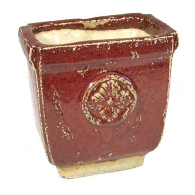 Wazon prostokątny bordowo-piaskowy z ochronnymi gumkami na spodzie