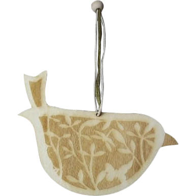 Brązowy Drewniany Ptak - Zawieszka Dekoracyjna 11x8.5cm