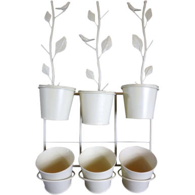 Kremowy Metaloplastyka Wiszący Kwietnik w Stylu Prowansalskim na 6 Kwiatów