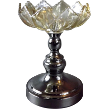 Kryształowy świecznik z chromowaną podstawą 15x22 cm