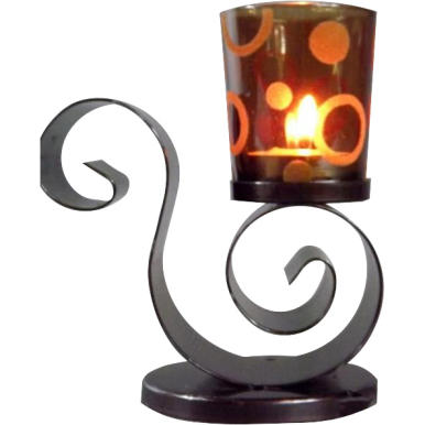 Metalowy Świecznik w Kształcie Ślimaka ze Szklanym Kielichem na Świeczkę