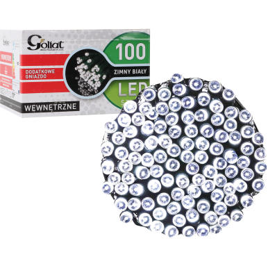 Lampki choinkowe 100 LED z efektem flash, dodatkowe gniazdo zewnętrzne, zimny biały