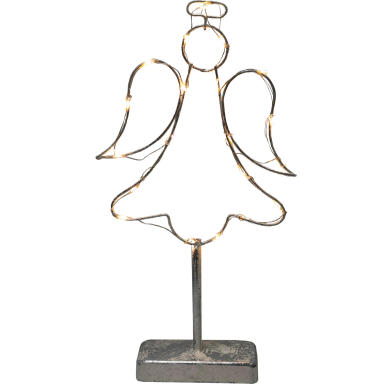 Metalowy Anioł z LEDowymi światłami zasilany bateriami - biały