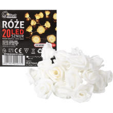Lampki 20 led Białe róże 5cm- sznur