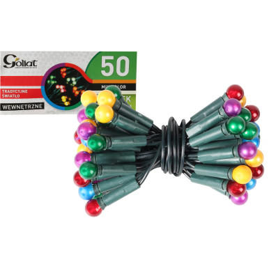 Perłowe Lampki Choinkowe Kulki-Multi 50L na Zielonym Kablu 3m, 220-240V, Do Użytku Wewnętrznego