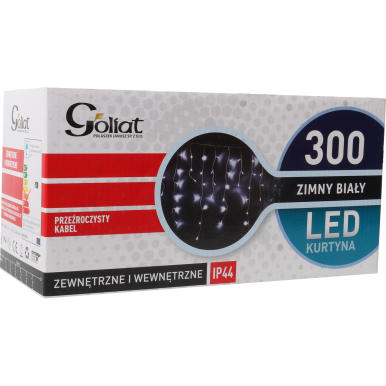 Kurtyna 300 LED zewnętrzne 300 lampek biały przewód świetlny z sopelkiem LED