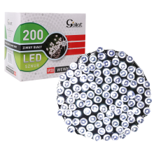 Energooszczędne Lampki Choinkowe LED 200szt. Zimny Biały z Efektem Flash, Użytek Wewnętrzny, Długość 11,5m, IP44