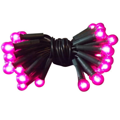 Różowe Perłowe Lampki Choinkowe 100szt. na Zielonym Kablu 6m - Zasilanie Sieciowe