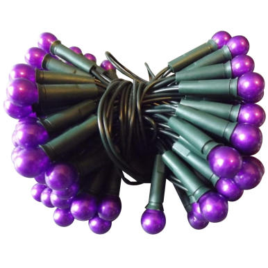 Komplet 100 Fioletowych Lamp Choinkowych-Kulek na Zielonym Kablu, 220V-240V, 6m Długość, Zasilanie Sieciowe
