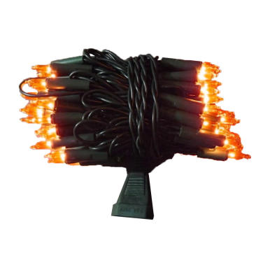 Komplet 100 Pomarańczowych Lampek Choinkowych z Gniazdem Dodatkowym 220V-240V, Długość 6.5m