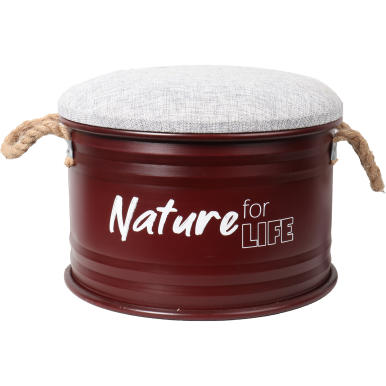 Bordowa Metalowa Pufa do Przechowywania marki Goliat o Średnicy 33,5 cm