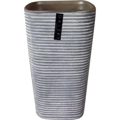 Wazon ceramiczny kwadratowy w prążki grafitowo-brązowy 11x11x20 cm