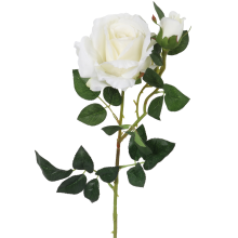 Biała Sztuczna Róża z Kolcami 70 cm - Dekoracyjna Gałązka z Pąkiem