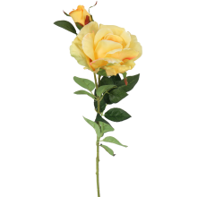 Gałązka sztucznej róży z kolcami i pąkiem w kolorze żółtym 70 cm