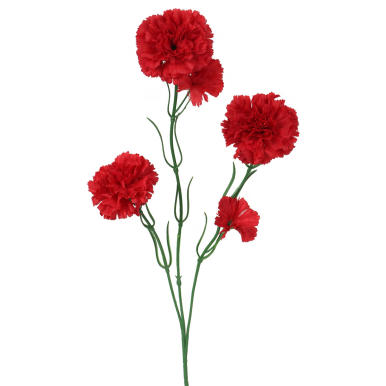Czerwone Sztuczne Goździki - Gałązka 5 Sztuk, Długość 68 cm