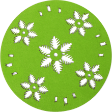 Serweta filcowa okrągła w płatki śniegu w kolorze zielonym