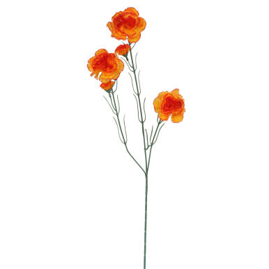 Sztuczna Gałązka z Pięcioma Pomarańczowymi Goździkami - 68 cm
