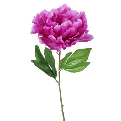 Sztuczna Piwonia Fioletowa z Żółtym Środkiem - 60 cm