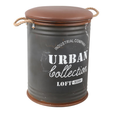 Metalowa Pufa z Siedziskiem i Przestrzenią do Przechowywania marki Goliat, Brązowo-Srebrna, 55 cm.