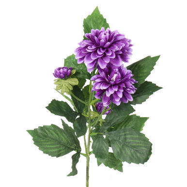 Gałązka sztucznych dalii w kolorze fioletowym - 5 szt., długość 78cm