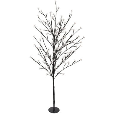 Drzewko Dekoracyjne z Ciepłym Światłem LED 150 cm, Czarne