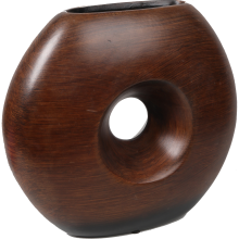 Wazon ceramiczny okrągły w kolorze brązowym 16.5x6x15 cm 