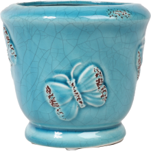 Osłonka ceramiczna wazonik w turkusowym kolorze 10x9 cm