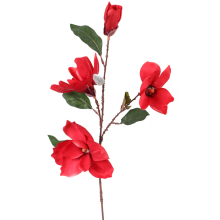 Czerwona gałązka z 4 sztucznymi magnoliami o długości 78 cm
