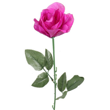 Sztuczna r&oacute;ża pojedynka w kolorze ciemno-r&oacute;żowym 68 cm