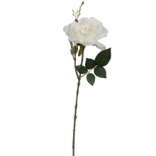 Sztuczna róża z pąkiem w białym kolorze 70 cm