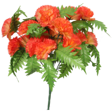 Goździki Pomarańczowe z Paprociami - Sztuczne Kwiaty, Bukiet 24 sztuk, Wysokość 58 cm