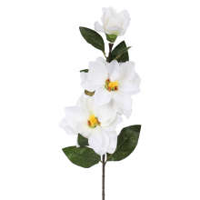 Sztuczna Gałązka Białych Magnolii - 3 Kwiaty, 78 cm