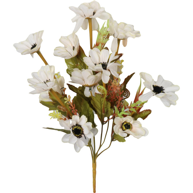 Bukiecik 12 margaretek w kolorze białym z dodatkami