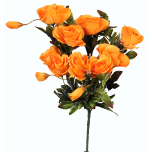Bukiet z 9 Pomarańczowych Róż i Zwisającymi Pąkami o Wysokości 42 cm