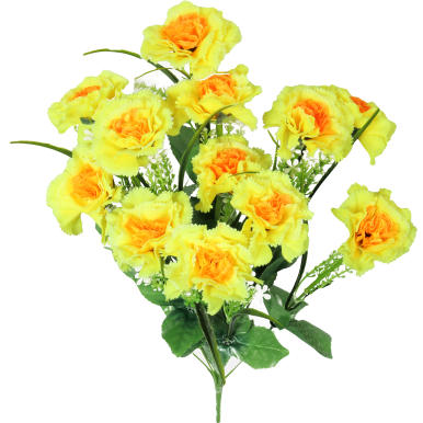 BUKIET ŻÓŁTYCH GOŹDZIKÓW - 12 SZTUK, WYSOKOŚĆ 45 CM
