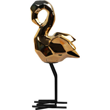 Figurka ceramiczna flaming w kolorze złotym 22x9 cm