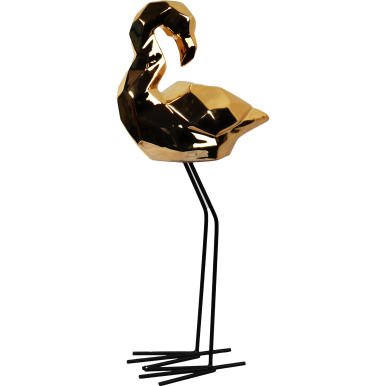 Figurka ceramiczna flaming w kolorze złotym 44x16 cm