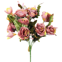 Bukiet 9 róż ze zwisającymi pąkami w kolorze pudrowego brązu