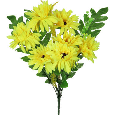 Bukiet 8 gerber w dodatkami w kolorze żółtym