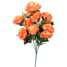 Bukiet 12 Pomarańczowych Róż z Dodatkami o Wysokości 49 cm