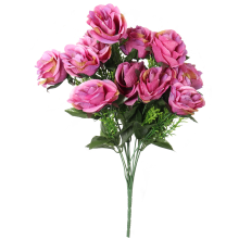 Bukiet 12 róż w kolorze ciemno-różowym z dodatkami