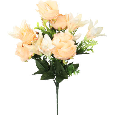 Bukiet 12 kwiatów mix róża z lilią w kolorze kremowym