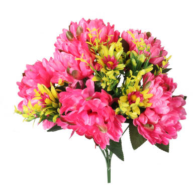 Bukiet 11 chryzantem z bukszpanem w kolorze r&oacute;żowym 46 cm