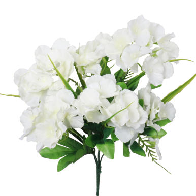 Bukiet 6 hortensji z dodatkami w kolorze białym