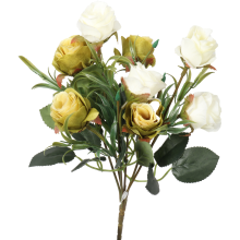 Bukiet 6 gałązek z różyczkami w kolorze zielono-białym