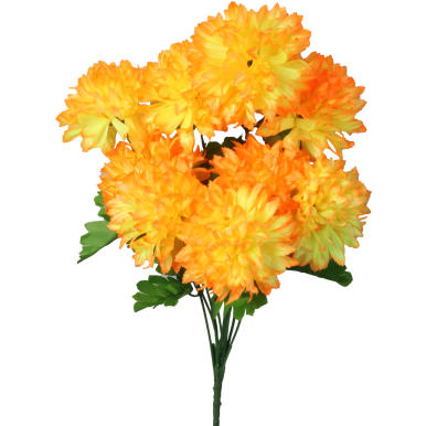 Pomarańczowy Bukiet Sztucznych Chryzantem - Dekoracja na Wszystkich Świętych