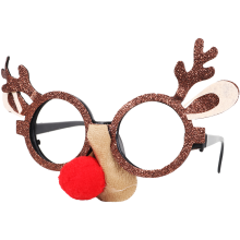 Okulary Renifer ze Świątecznymi Rogami i Nosesem w Kolorze Brązowym